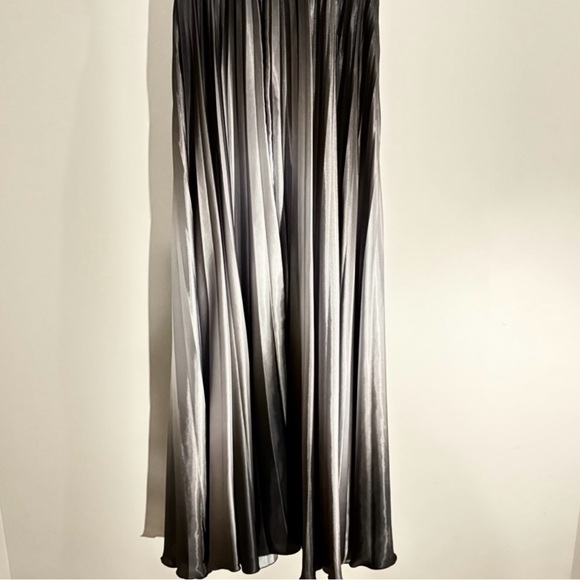 BETSY & ADAM Black Purple Silver Metallic Ombre Pleated Maxi Gown Dress 14M - Picture 5 of 12